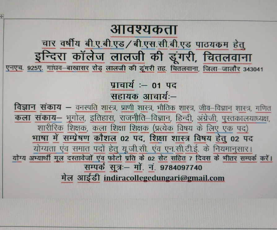 Lecturer Jobs In Our College